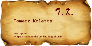 Tomecz Koletta névjegykártya